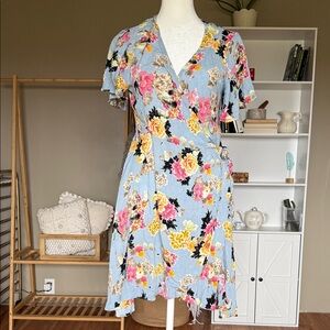 Easel Floral Wrap Dress